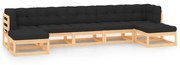 vidaXL 7 pcs conj. lounge jardim c/ almofadões antracite pinho maciço