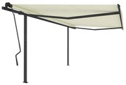 Toldo retrátil automático com postes 4,5x3,5 m cor creme