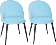 HOMCOM Conjunto 2 Cadeiras de Jantar Estofadas com Encosto em Forma de Concha em Veludo 52x55x79 cm Azul | Aosom Portugal