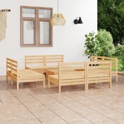 9 pcs conjunto lounge de jardim pinho maciço