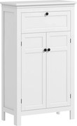 HOMCOM Armário Casa de Banho Móvel Casa de Banho com Gaveta 2 Portas e Prateleira Ajustável 60x30x102,5 cm Branco | Aosom Portugal