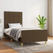 vidaXL Estrutura de cama sem colchão 100x200 cm tecido castanho-escuro
