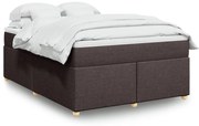 vidaXL Cama com molas/colchão 140x200 cm tecido castanho-escuro