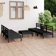 7 pcs conjunto lounge de jardim pinho maciço preto