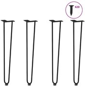vidaXL Pernas de grampo para mesas de console para mesa de console 4 peças Preto 72 cm Aço maciço