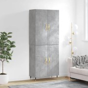 vidaXL Armário alto 69,5x34x180 cm derivados de madeira cinza cimento