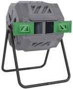 Outsunny Compostor de Tambor Giratório com Capacidade 160L de Dupla Câmera e Ventilação para Resíduos 71x65x96 cm Cinza e Verde | Aosom Portugal