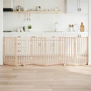 vidaXL Portão para cães com porta dobrável, 6 painéis, 300 cm, madeira maciça de abeto