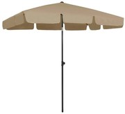 Guarda-sol de praia 200x125 cm cinzento-acastanhado