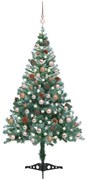 vidaXL Árvore de Natal pré-iluminada geada c/ bolas e pinhas 150 cm