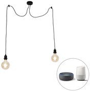 LED Candeeiro suspenso inteligente preto com 2 WiFi G125 - Cava Moderno