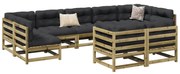 9 pcs conjunto sofás de jardim c/ almofadões pinho impregnado