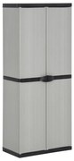 vidaXL Armário arrumação jardim 3 prateleiras 68x40x168cm cinza/preto