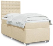 vidaXL Cama com molas/colchão 90x200 cm tecido cor crème