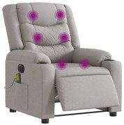 vidaXL Poltrona massagens reclinável elétrica tecido cinzento-nublado