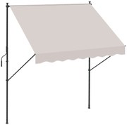 Outsunny Toldo Manual Retrátil Ajustável 200x170x200-290 cm com Manivela Proteção Solar UV40+ para Varanda Jardim Creme | Aosom Portugal