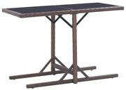vidaXL Mesa de jardim 110x53x72 cm vidro e vime PE castanho