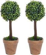 vidaXL Plantas bolas de buxo artificiais c/ vasos 2 pcs 41 cm verde