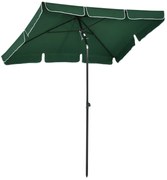 Outsunny Chapéu de Sol Retangular de Jardim 198x130x240cm Chapéu de Sol de Alumínio com Função de Inclinação para Terraço Pátio Exterior Verde