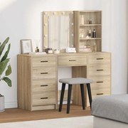 vidaXL Mesa de vestir com gaveta 3 pcs Castanho 40 x 41 x 135 cm