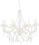 Lustre com contas lâmpadas 8 x E14 branco
