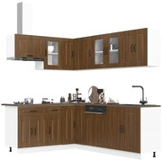 11 peças armário de cozinha conjunto Kalmar carvalho castanho