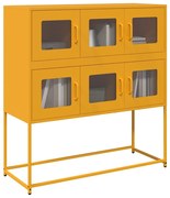 vidaXL Aparador 100,5x39x107 cm aço laminado a frio amarelo mostarda
