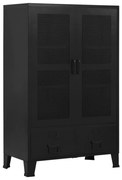 vidaXL Armário de escritório com portas rede 75x40x120 cm aço preto