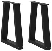 vidaXL Pés para mesa de centro em V, 2 peças, preto, 38x(42-43,3) cm, aço