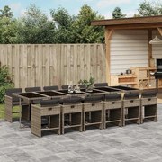 vidaXL 13 pcs conjunto jantar p/ jardim c/ almofadões vime PE cinzento