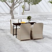 vidaXL 5 pcs conjunto de jantar para jardim castanho