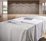 Toalhas de mesa rectangulares em damasco com ajour  100% algodão - Fateba: Cinza / Prata  1 Toalha de mesa 180x180 cm