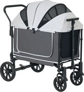 PawHut Carrinho para Cães Dobrável para Cães & Gatos até 30 kg 110 x 65 x 102 cm Cinza Escuro | Aosom Portugal