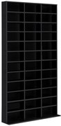 HOMCOM Estante de Armazenamento CD/DVD Móvel de Armazenamento 1116 CDs 36 Compartimentos Ajustáveis em Altura 102x24x195 cm Preto | Aosom Portugal
