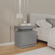 vidaXL Mesa de cabeceira 45x35x52 cm contraplacado cinzento