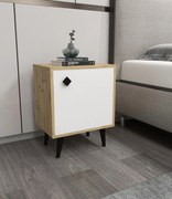 Mesa de Cabeceira Hastikoz – Carvalho e Branco – 45x65x35 cm
