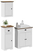 vidaXL 3 pcs conjunto de móveis WC BODO pinho maciço branco castanho
