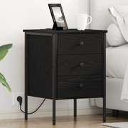 vidaXL Armário de Cabeceira com gaveta Carvalho preto 42 x 41 x 61 cm