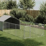vidaXL Canil exterior para cães com corredor 6x2x1,5 m aço galvanizado