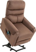 HOMCOM Poltrona de TV Elevatória Elétrica, Poltrona de Massagem com Função de Reclinar e Aquecimento, Poltrona Relax Ajustável com Controle Remoto e Bolso Lateral Tecido de Poliéster Marrom | Aosom Portugal