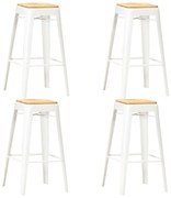 vidaXL Bancos de bar 4 pcs madeira de mangueira maciça branco