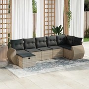 vidaXL 7 pcs conj. sofás jardim com almofadões vime PE cinzento-claro