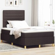 vidaXL Cama Box com Colchão Castanho Escuro Cama Pequena de Tecido