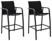 vidaXL Cadeiras de bar para jardim 2 pcs textilene preto