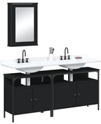 3 pcs conjunto móveis casa de banho derivados de madeira preto