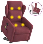 vidaXL Poltrona de massagens reclin. elevatória tecido vermelho tinto