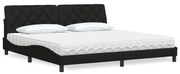 vidaXL Cama com colchão 200x200 cm tecido preto