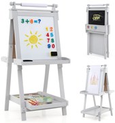 Cavalete de arte dobrável 3 em 1, dupla face, com quadro-negro e quadro branco - branco