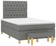 Cama boxspring com colchão 120x190 cm tecido cinzento-escuro