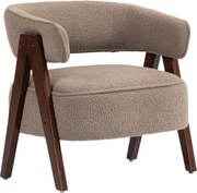 HOMCOM Poltrona de Sala de Estar Estofada em Borreguito Poltrona de Leitura  Moderna com Encosto Curvo 70x64x71 cm Marrom Claro | Aosom Portugal